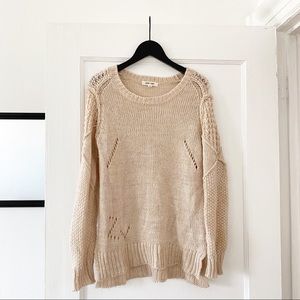 Pink Rose Wool Blend Distressed Sweater